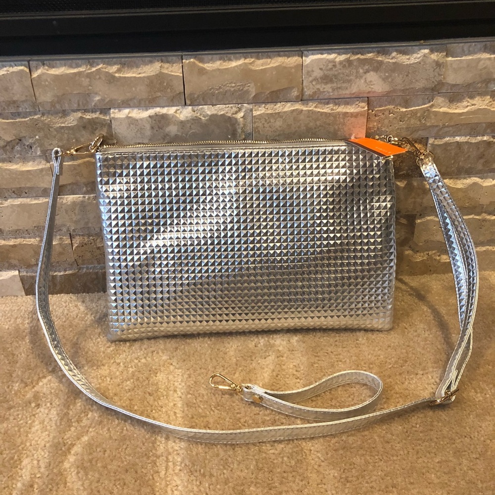 Sliver crossbody purse with clutch strap